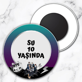 BTS Temalı Daire Plastik Magnet