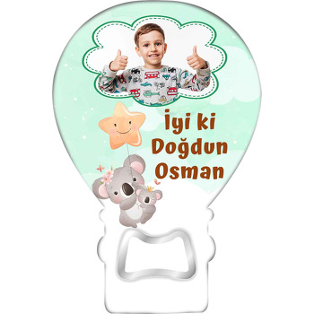 Bulut Çerçeve ile Anne Çocuk Koala Temalı Balon Ahşap Magnet 