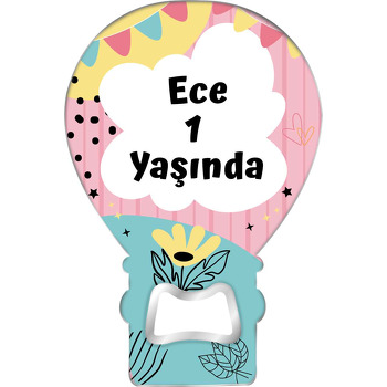 Bulut Çerçeve ile Renkli Fon Temalı Balon Ahşap Magnet 