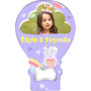 Bulut Çerçeve ile Unicorn Köpek Temalı Balon Ahşap Magnet 