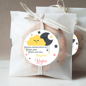 Bulut ve Ay Temalı Hoşgeldin Bebek Sticker