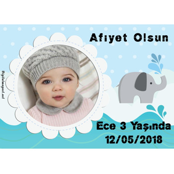 Bulut ve Fil Temalı Doğum Günü Amerikan Servis