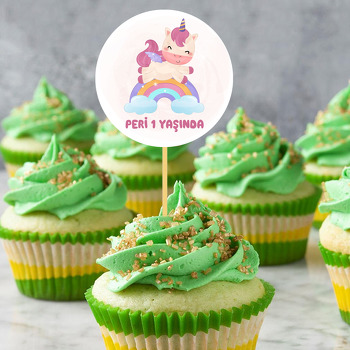 Bulutlar Üzerinde Soft Bebek Unicorn Temalı Parti Kürdan Süs