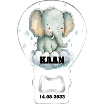 Bulutta Oturan Fil Temalı Balon Ahşap Magnet 