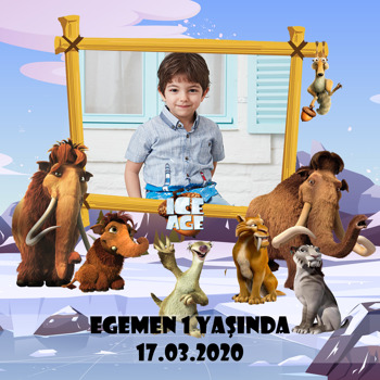 Buz Devri Temalı Resimli Kare Afiş