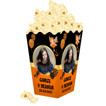 Cadı Kız Turuncu Fon Temalı Popcorn Kutusu