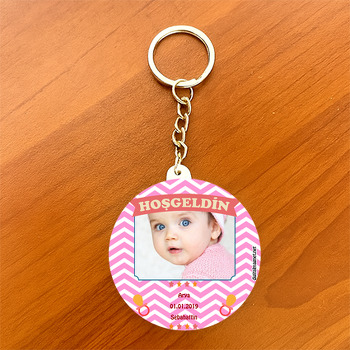 Canım Kızım Temalı Hoşgeldin Bebek Daire Plastik Anahtarlık