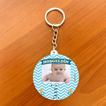 Canım Oğlum Temalı Hoşgeldin Bebek Daire Plastik Anahtarlık