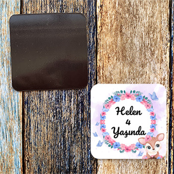 Ceylan ile Çiçek Çerçeve Temalı Doğum Günü Magnet