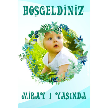 Çiçek Çerçeve Temalı Doğum Günü Afiş