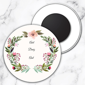  Çiçek Çerçeve Temalı Söz Nişan Nikah Daire Plastik Magnet