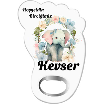 Çiçek Çerçevede Fil Temalı Ayak İzi Magnet Açacak