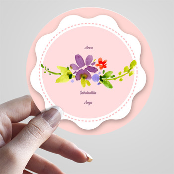 Çiçek Salkımı Çerçeve Temalı Hoşgeldin Bebek Sticker