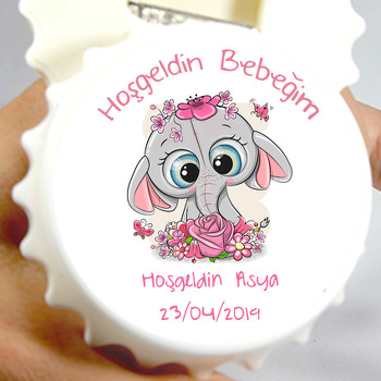Çiçekler İçinde Bebek Fil Temalı Kapak Açacak
