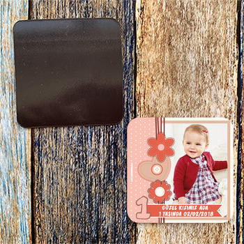 Çiçekler Temalı 1 Yaş Doğum Günü Magnet