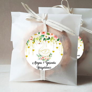 Çiçekli Kuğu Temalı Sticker