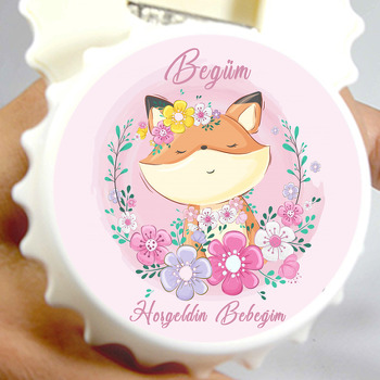 Çiçekli Tilki Temalı Kapak Şekilli Magnet Açacak