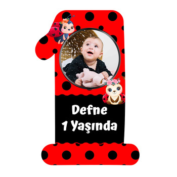 Çiçekli Uğur Böceği Temalı Doğum Günü Magnet