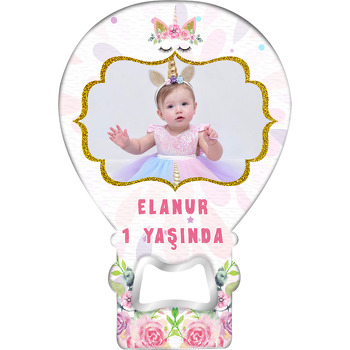 Çiçekli Unicorn Temalı Balon Magnet Açacak