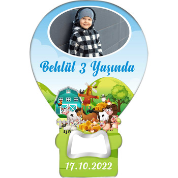 Çiftlik Hayvanları Ovada Temalı Balon Ahşap Magnet 