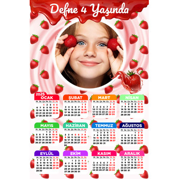 Çilek Temalı Takvim Magnet