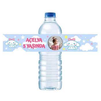 Cinnamoroll Pembe Kurdele Temalı Su Şişesi Etiketi