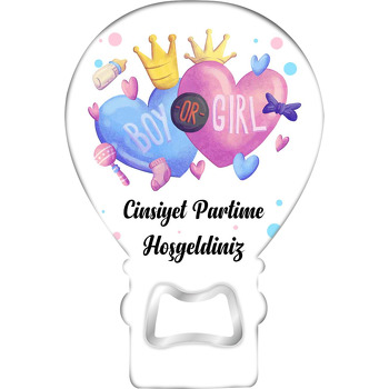 Cinsiyet Partisi Kalp ile Taçlar Temalı Balon Magnet Açacak