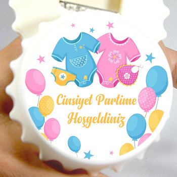 Cinsiyet Partisi Mavi Pembe Kıyafetler Temalı Kapak Şekilli Magnet Açacak