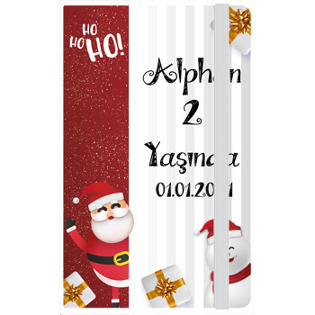 Çizgili Fonda Noel Baba ve Kardan Adam Temalı Doğum Günü Anı Defteri