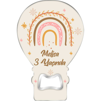 Çizgisel Natural Renklerde Gökkuşağı ile Yıldızlar Temalı Balon Magnet Açacak