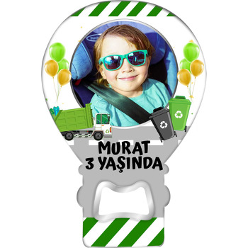 Çöp Kamyonu Temalı Resimli Balon Magnet Açacak