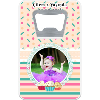 Cup Cake Temalı Dikdörtgen Magnet Açacak