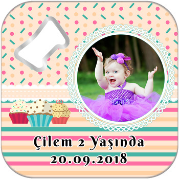 Cup Cake Temalı Kare Magnet Açacak