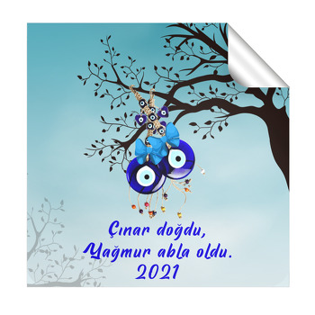 Dalda Nazar Boncuğu Temalı Kare Parti Etiket