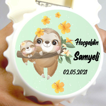 Dalda Sevimli Tropikal Hayvanlar Temalı Kapak Şekilli Magnet Açacak