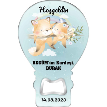 Dalda Tilki Kardeşler Mavi Fon Temalı Balon Magnet Açacak