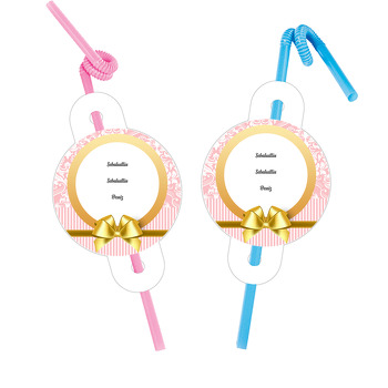 Damask Pink Temalı Pipet ve Kartı