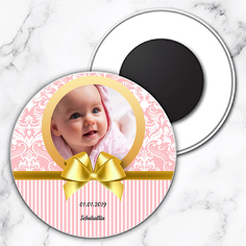 Damask Pink Temalı Resimli Daire Plastik Magnet