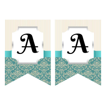 Damask Yeşil ve Krem Çizgiler Temalı Flama Banner