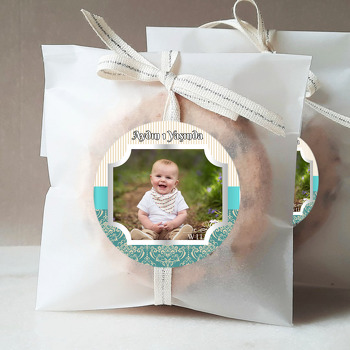 Damask Yeşil ve Krem Çizgiler Temalı Resimli Sticker