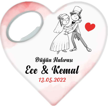 Dans Eden Doodle Çift Temalı Kalp Şekilli Magnet Açacak