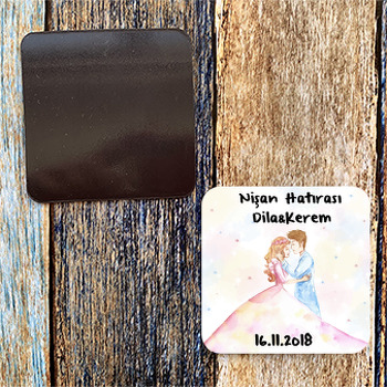 Dazns Eden Çift Zeminli Söz Nişan Nikah Temalı Kare Magnet