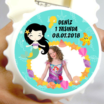 Deniz Kızı Temalı Resimli Kapak Şekilli Magnet Açacak