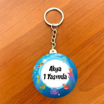Denizaltı Canlıları Temalı Daire Plastik Anahtarlık