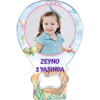Denizaltı ile Pembe Çerçeve Temalı Resimli Balon Magnet Açacak