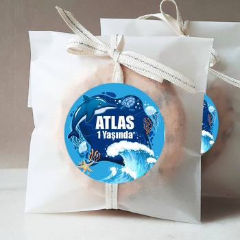 Denizaltı ile Yunus ve Dalgalar Temalı Sticker