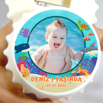 Denizaltında Sevimli Balıklar Temalı Kapak Şekilli Magnet Açacak