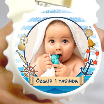Denizci Aletleri ile Parşömen Flama Temalı Kapak Şekilli Magnet Açacak