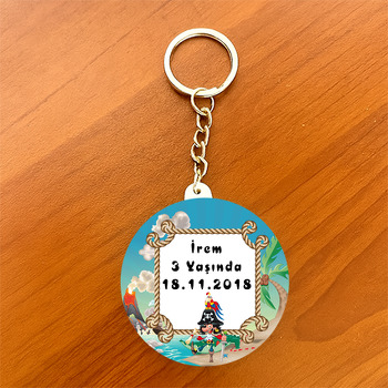 Denizci Korsan Temalı Daire Plastik Anahtarlık
