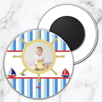 Denizci Temalı Temalı Resimli Daire Plastik Magnet